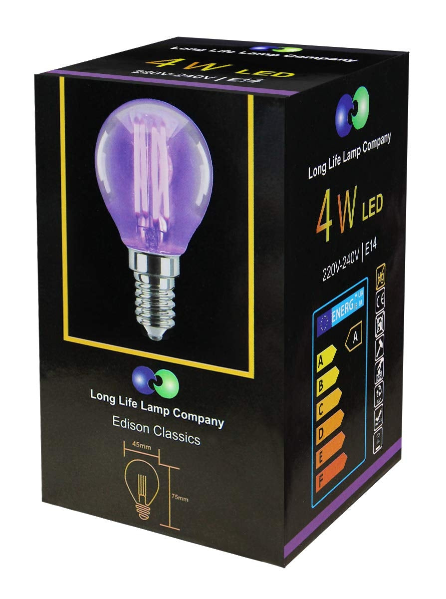 4w LED Golf Ball Purple Light Bulb E14 Clear Glass