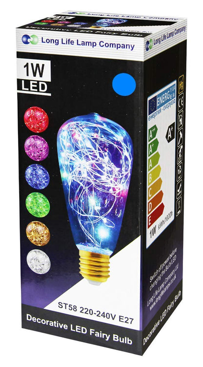 1w  E27 ST58 LED Blue Fairy String Filament Light Light Bulb