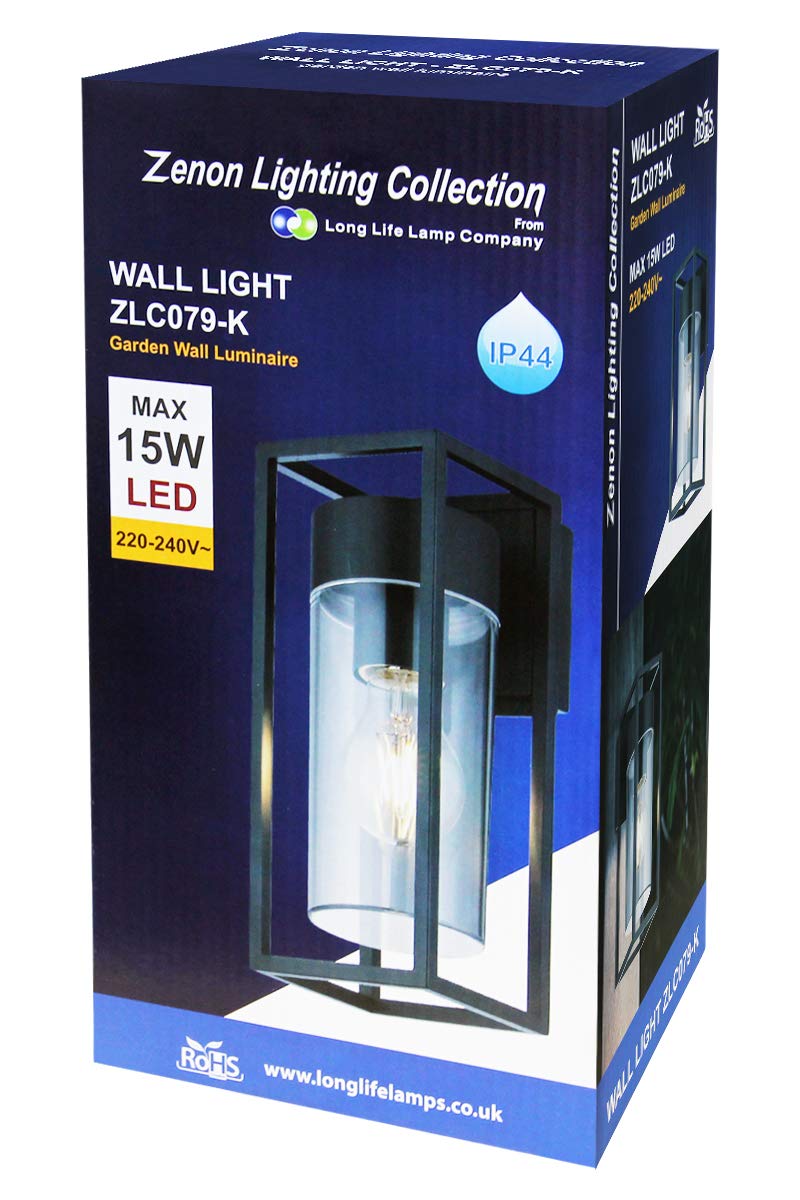 4w Outdoor Modern Rectangular Wall Lantern With Clear Diffuser - Free delivery on all orders