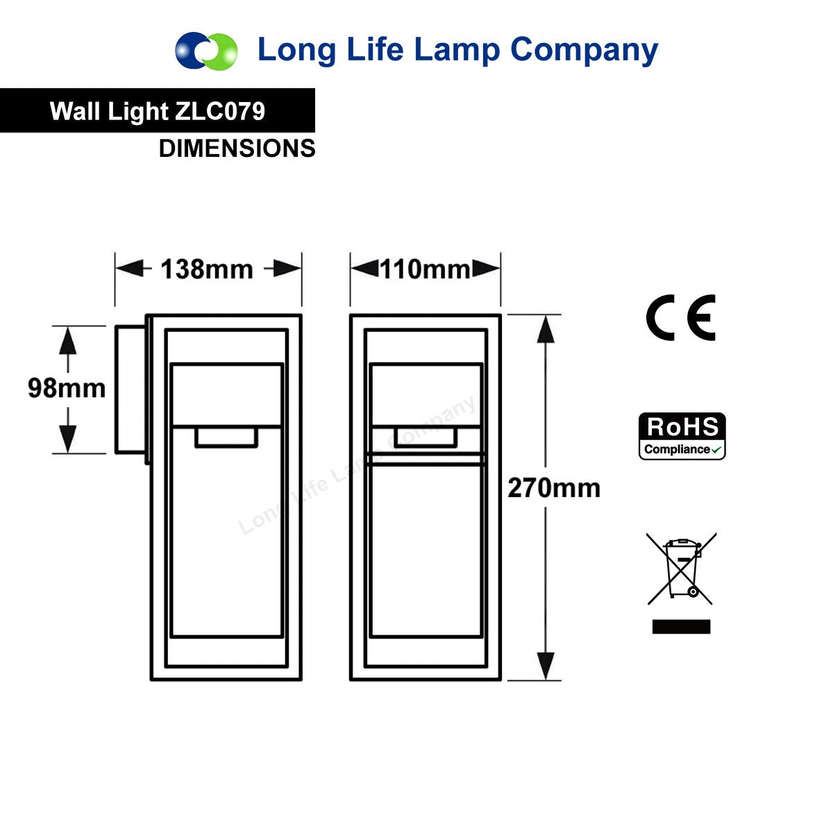 4w Outdoor Modern Rectangular Wall Lantern With Clear Diffuser - Free delivery on all orders
