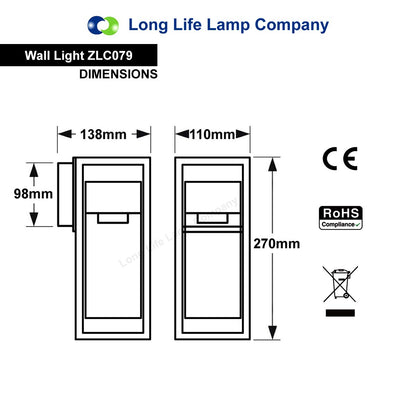 4w Outdoor Modern Rectangular Wall Lantern With Clear Diffuser - Free delivery on all orders
