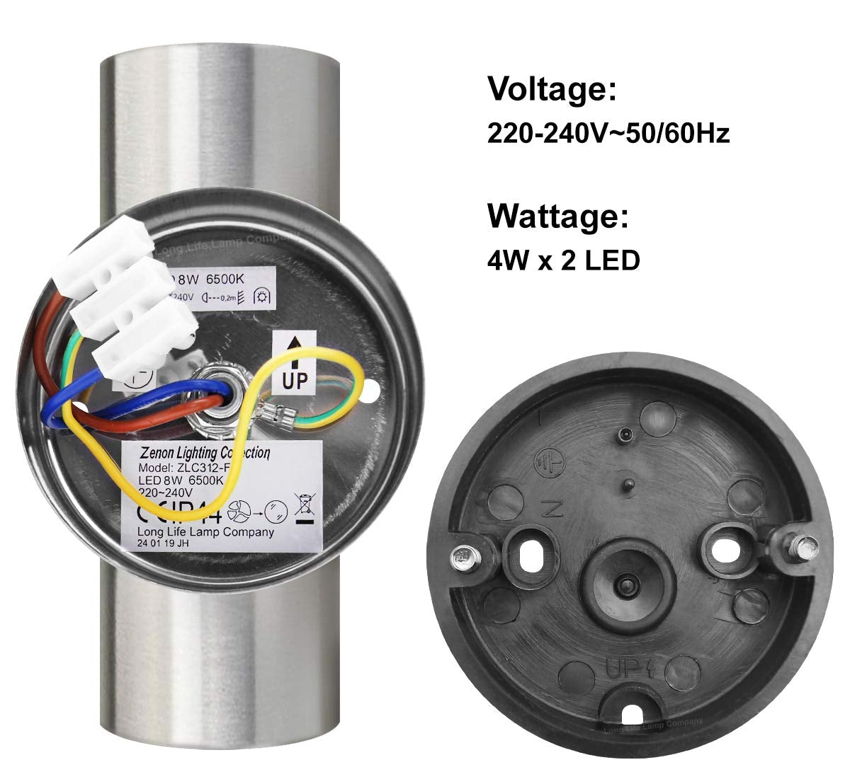 8w Modern Outdoor LED Stainless Steel Double Wall Light Cool White - Free delivery on all orders