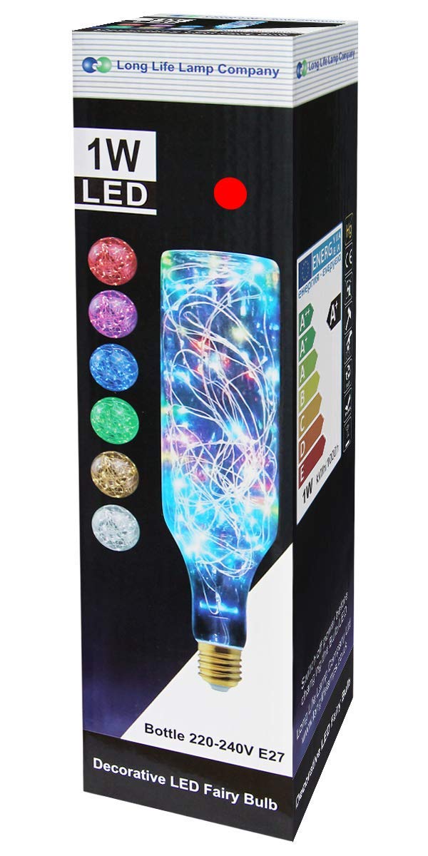 1W LED Bottle Bulb E27 Red Fairy Filament Decorative Glass - Free delivery on all orders
