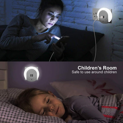 1w White LED Night Light 2 USB Ports Automatic Sensor Dusk To Dawn A78B - Free delivery on all orders