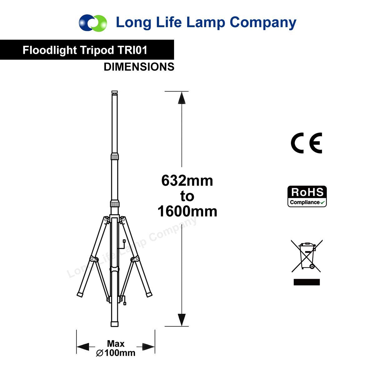 Floodlight Tripod Stand for Job Site Lighting Single Head