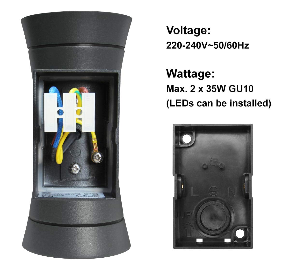 Black Outdoor Double Wall Light Cone Shape - Free delivery on all orders