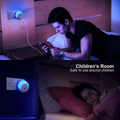 1w Blue LED Night Light 2 USB Ports Automatic Sensor Dusk To Dawn A78B - Free delivery on all orders