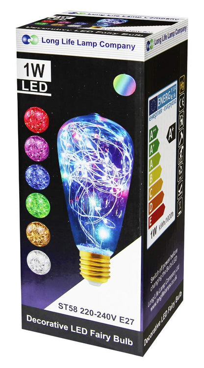 1w E27 ST58 LED RGB Fairy String Filament Light Bulb