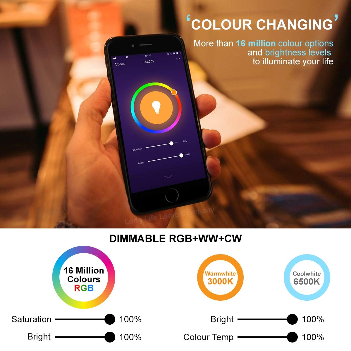 WiFi Smart Bulbs | 9W E27 LED Smart WiFi Light Bulb Colour Changing Mood Lamp