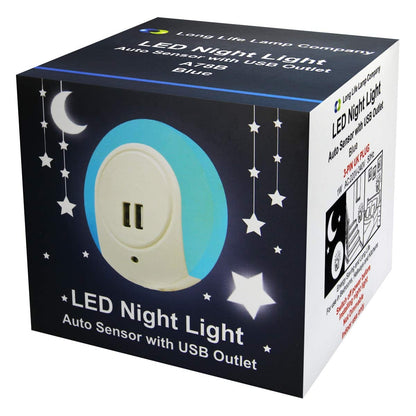 1w Blue LED Night Light 2 USB Ports Automatic Sensor Dusk To Dawn A78B - Free delivery on all orders