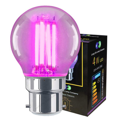 4w LED Golf Ball Purple Light Bulb B22 Clear Glass