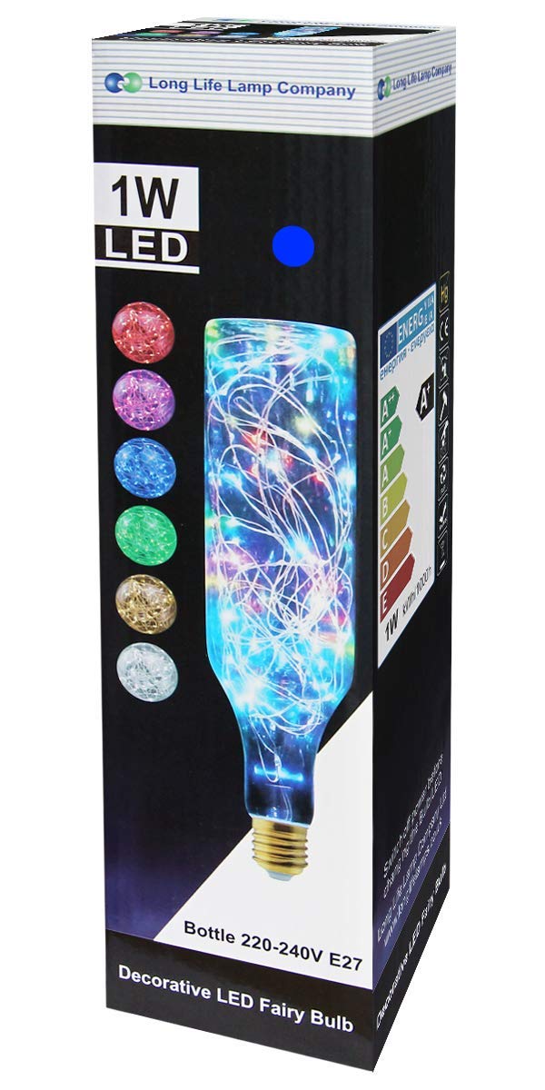 1W LED Blue Bottle Fairy Bulb E27 Decorative Glass Lamp - Free delivery on all orders