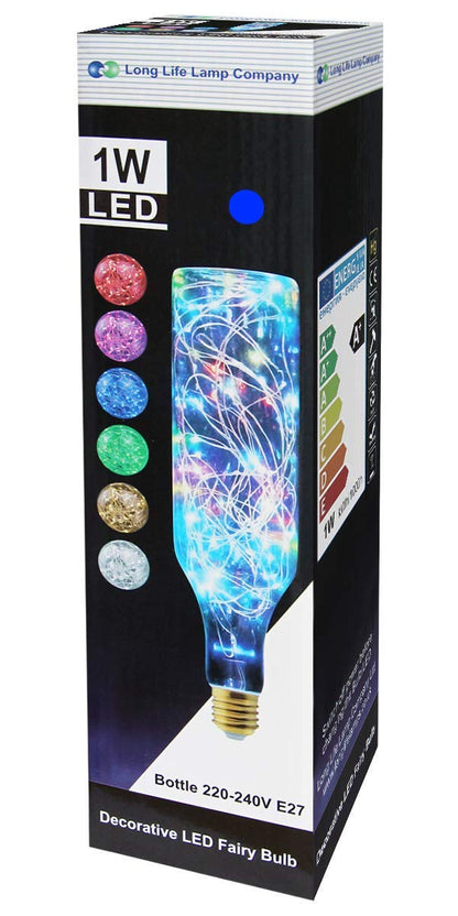 1W LED Blue Bottle Fairy Bulb E27 Decorative Glass Lamp - Free delivery on all orders