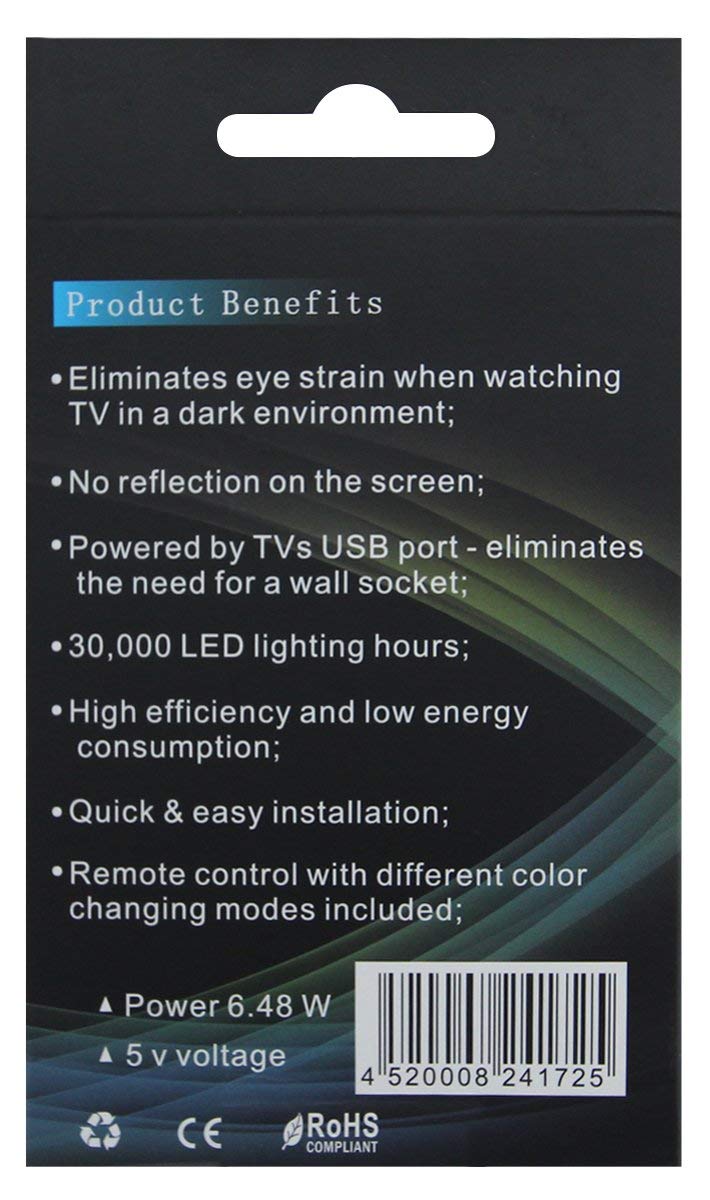 90cm RGB LED USB Strip Light Remote TV Monitor 5V 6.5W Mood - Free delivery on all orders