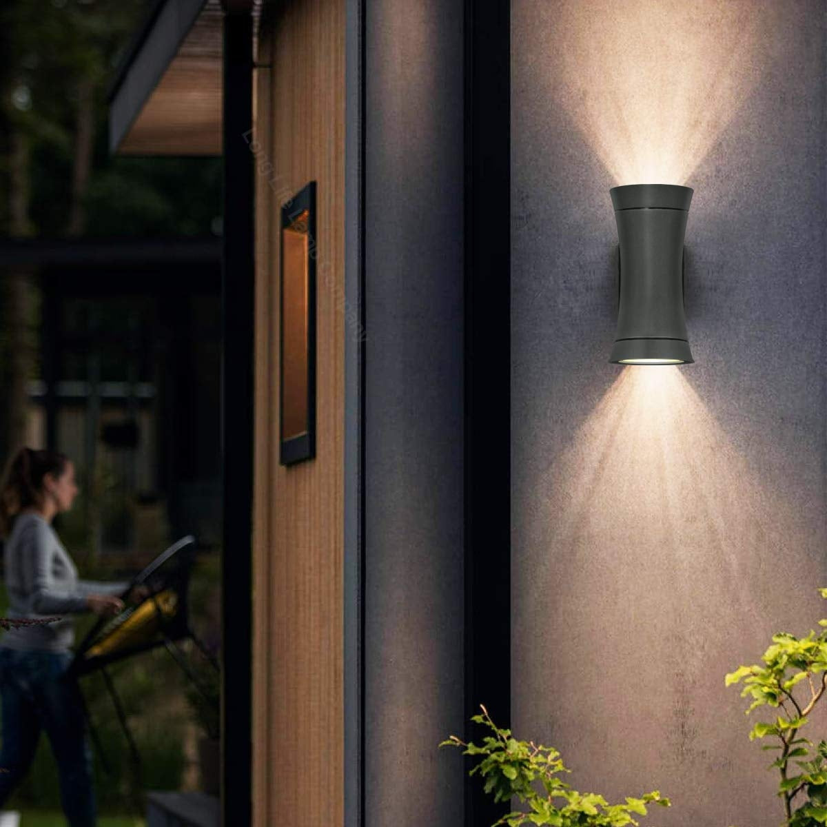 Black Outdoor Double Wall Light Cone Shape - Free delivery on all orders