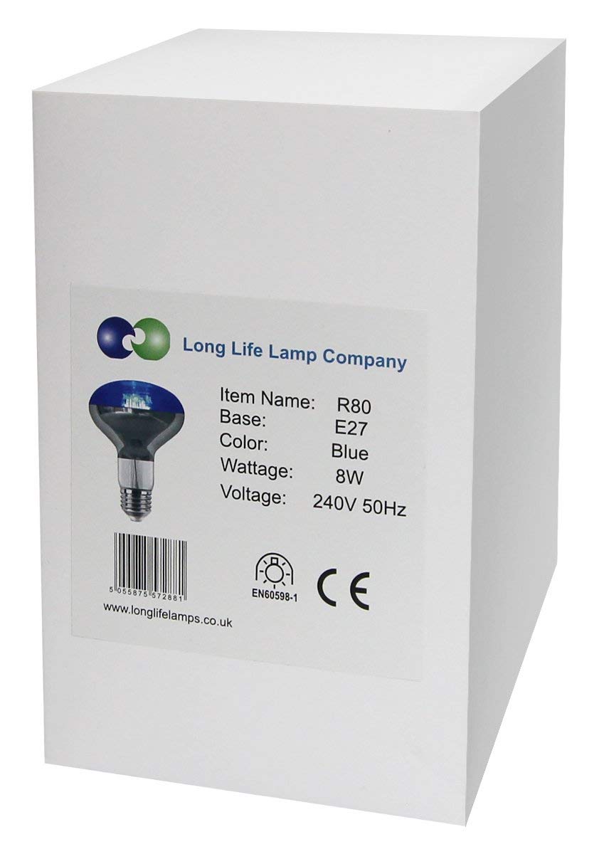 8w LED R80 Reflector Light Bulb E27 Blue Replacement For Halogen Spots
