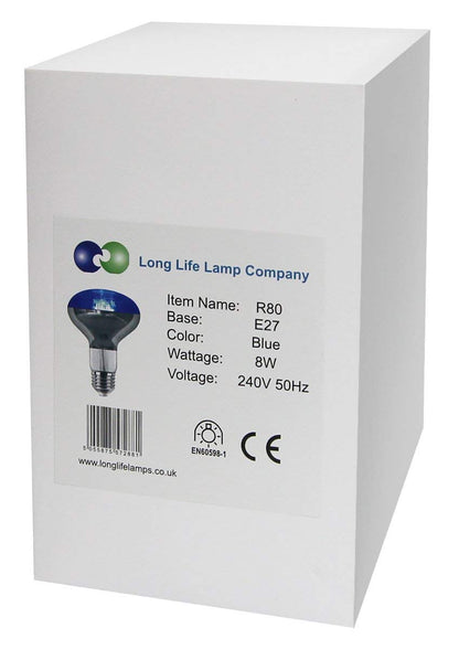 8w LED R80 Reflector Light Bulb E27 Blue Replacement For Halogen Spots