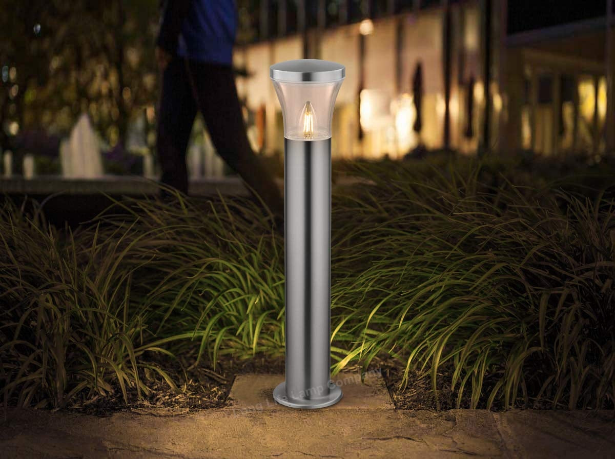 Modern LED Bollard Light Stainless ZLC310K with Warm White 5w E27 Clear Candle - Free delivery on all orders