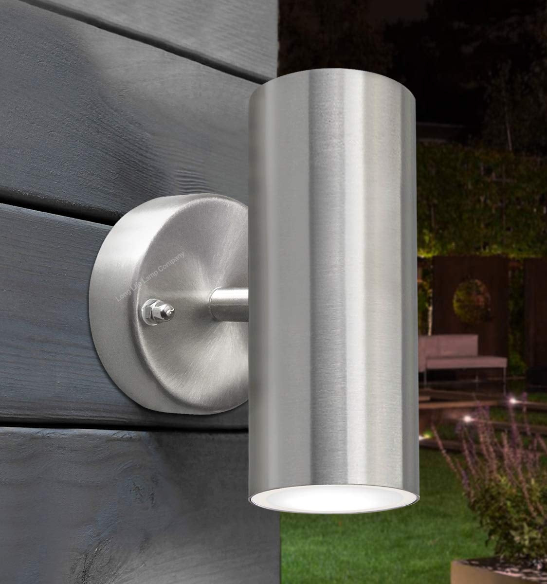 8w Modern Outdoor LED Stainless Steel Double Wall Light Cool White - Free delivery on all orders
