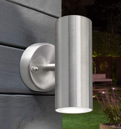 8w Modern Outdoor LED Stainless Steel Double Wall Light Cool White - Free delivery on all orders