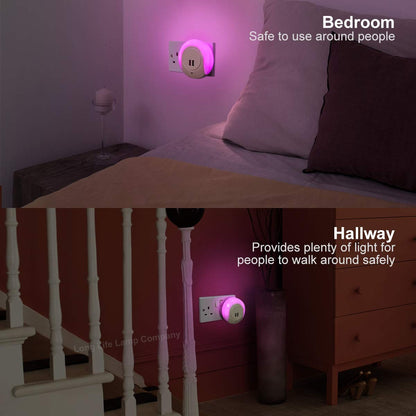 1w Pink LED Night Light 2 USB Ports Automatic Sensor Dusk To Dawn A78B - Free delivery on all orders