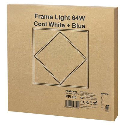 64W LED Recessed Ceiling Panel Frame Edge Light Blue and 6500K Cool White 600×600 - Energy Light Bulbs - Free delivery on all orders