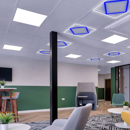 64W LED Recessed Ceiling Panel Frame Edge Light Blue and 6500K Cool White 600×600 - Energy Light Bulbs - Free delivery on all orders
