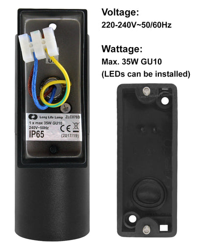 Single Outdoor Wall Light Black Stainless Steel IP65