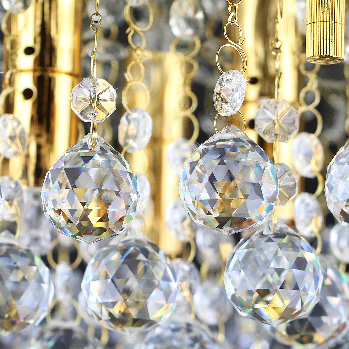 Modern Square Chandelier Crystal Droplets Gold Effect Base 4x3w G9 - Free delivery on all orders