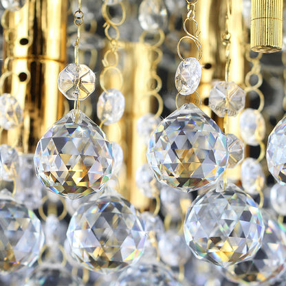 Modern Square Chandelier Crystal Droplets Gold Effect Base 4x3w G9 - Free delivery on all orders