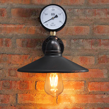Industrial Water Pipe Wall Light with Pressure Gauge
