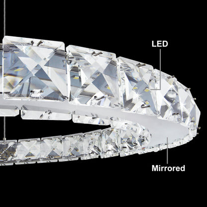 24W LED Ring Pendant Light Cool White 6000K Chrome