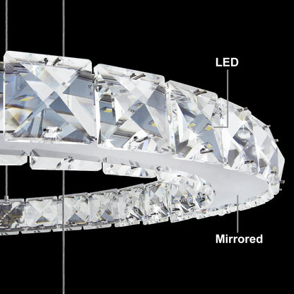 Modern Round LED Ring Chandelier Ceiling Light 24W Cool White 6000K