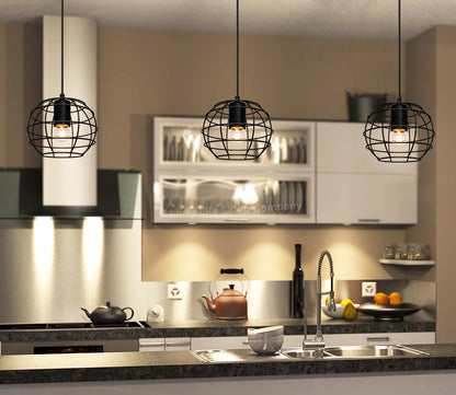 Wire Cage Globe Black Metal Pendant Light - Free delivery on all orders