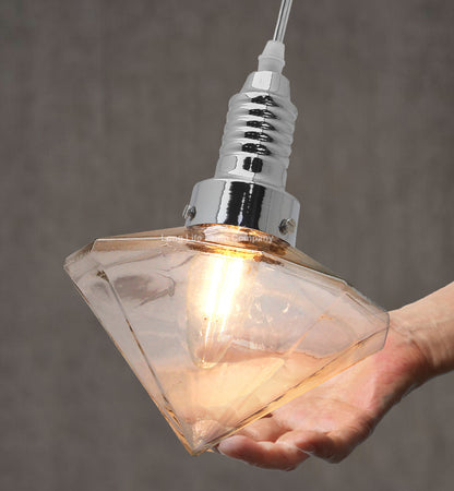 Retro Glass Diamond Shape Chrome Ceiling Pendant Light - Free delivery on all orders