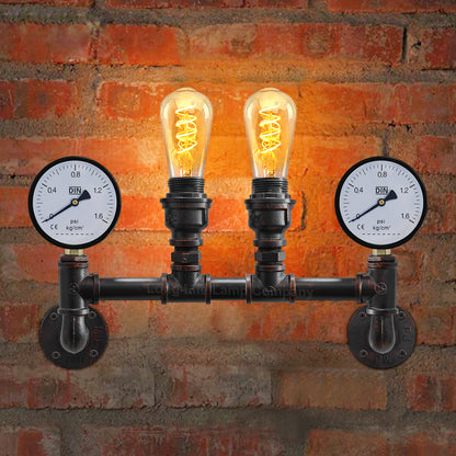 Vintage Industrial Pipe Wall Light with Twin Guage M0188P