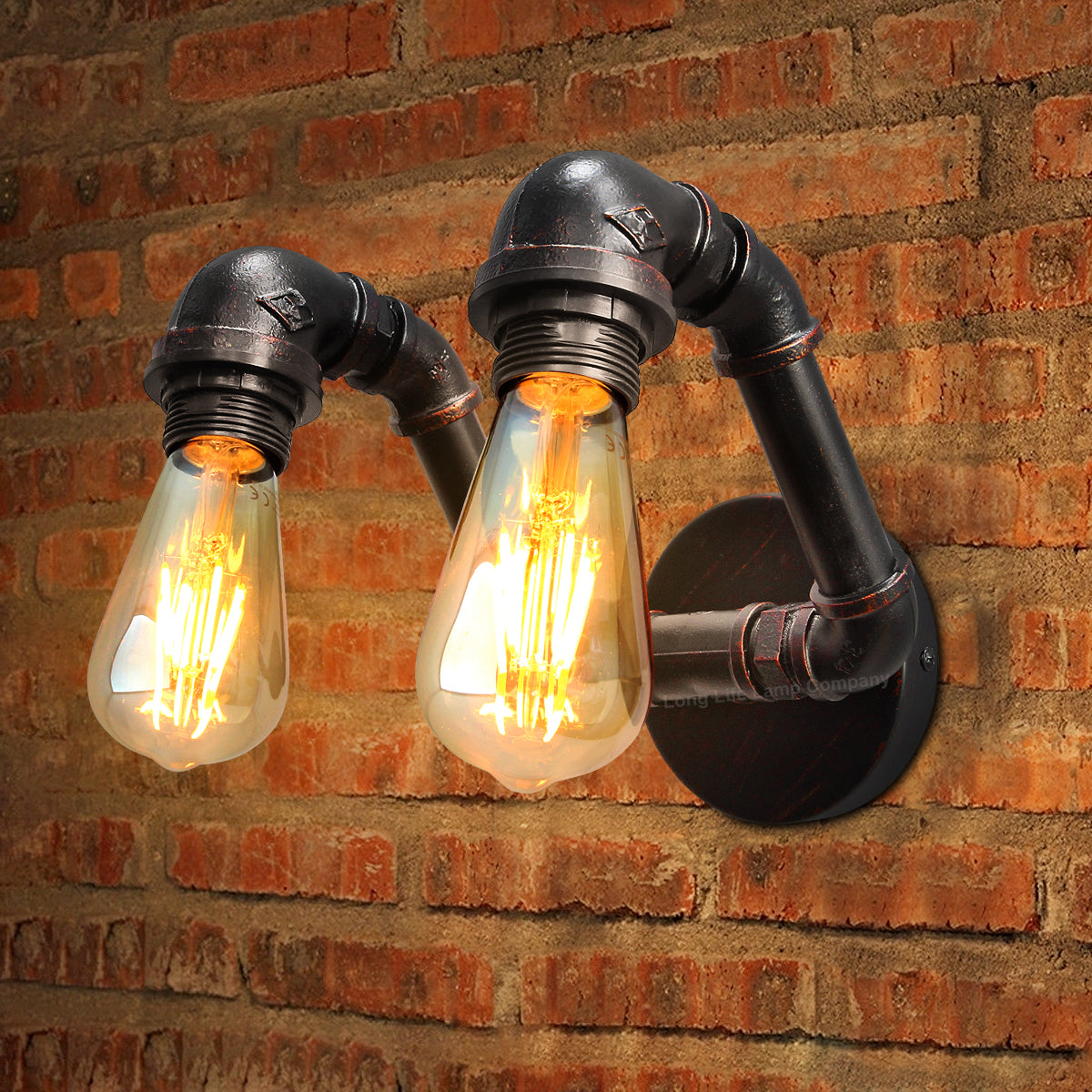 Twin Vintage Industrial Pipe Wall Light M0191P - Free delivery on all orders