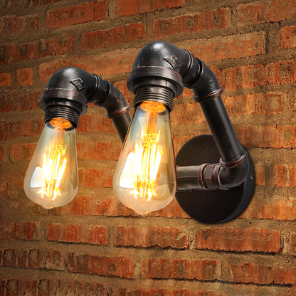 Twin Vintage Industrial Pipe Wall Light M0191P - Free delivery on all orders