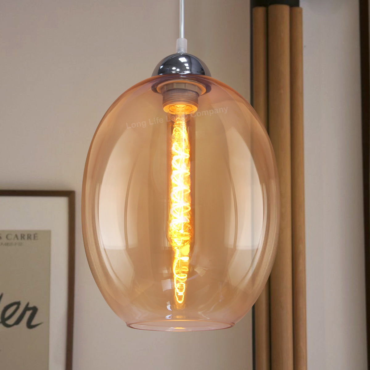 Modern Vintage Oval Glass Ceiling Pendant Light M0196 - Free delivery on all orders