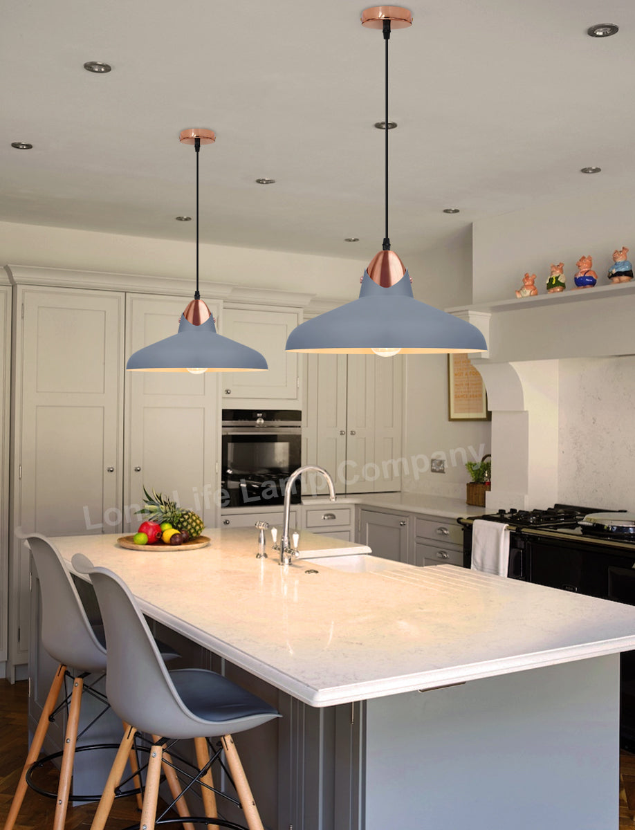 Retro Vintage Industrial Grey Metal Ceiling Pendant Light M0210