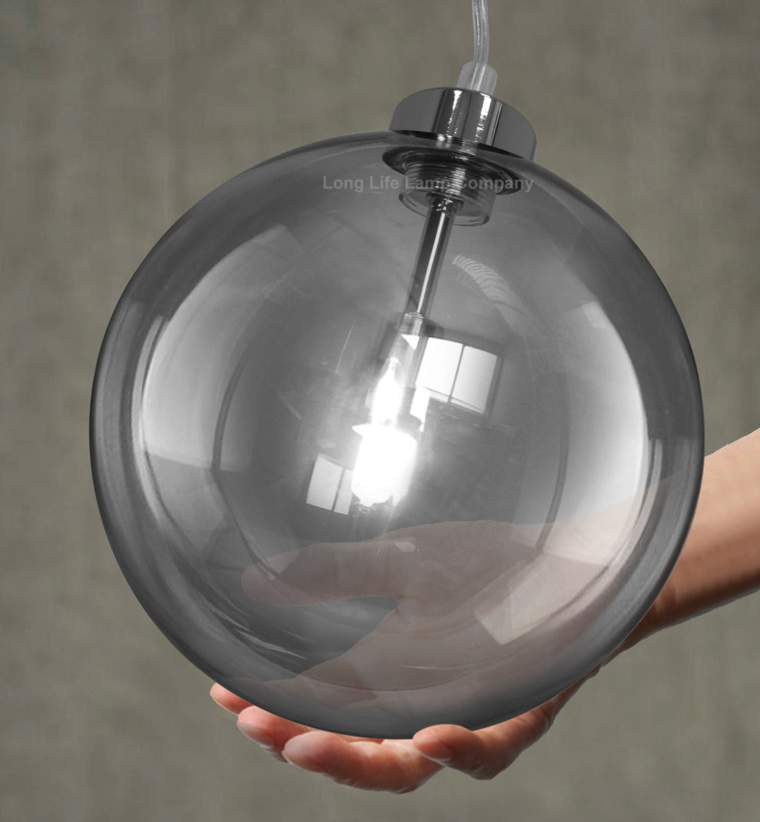 Modern Vintage Ceiling Smoked Grey Globe Pendant Light - Free delivery on all orders