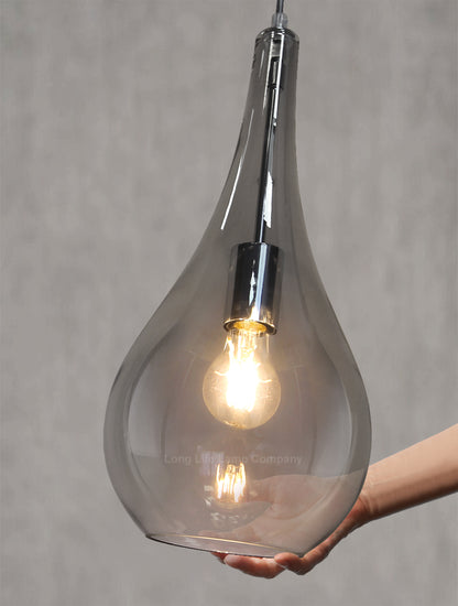 Modern Smoky Grey Glass Ceiling Pendant Light M0213