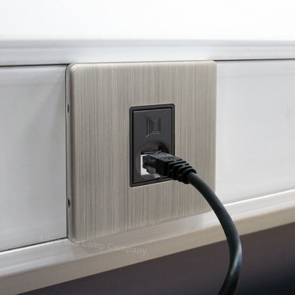 Cat5 Ethernet Wall Plate RJ45 1 Gang Brushed Chrome Data Socket