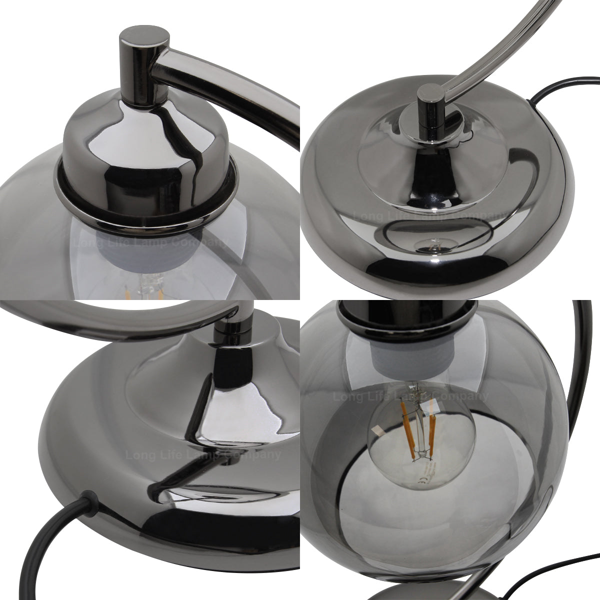 Modern Smoked Glass Globe Table Lamp - Free delivery on all orders