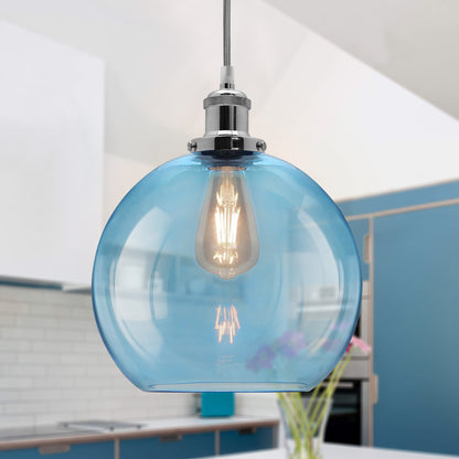 Modern Vintage Blue Glass Globe Ceiling Pendant Lamp M0236