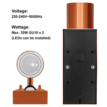 PIR Copper Outdoor Wall Light GU10 2x35W IP44 Motion Sensor - Free delivery on all orders