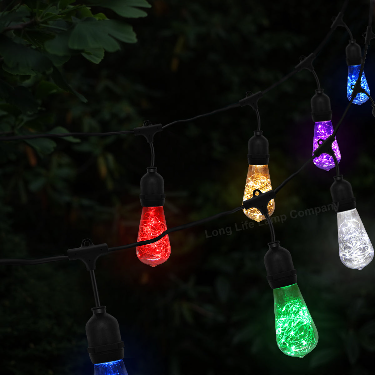 10 Bulb 10M Outdoor LED Festoon String Lights Fairy Coloured Vintage Bulbs