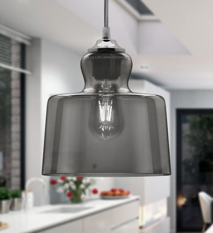 Modern Vintage Grey Smoked Glass Pendant Lamp - Free delivery on all orders