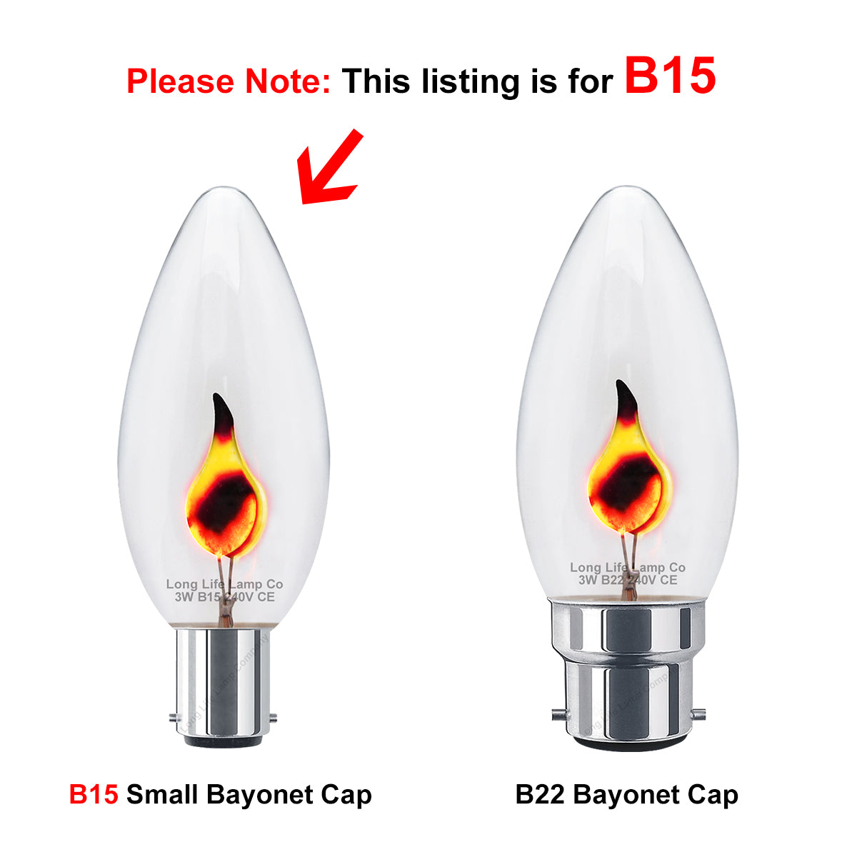 3w Flicker Flame Candle Light Bulb B15 Small Bayonet