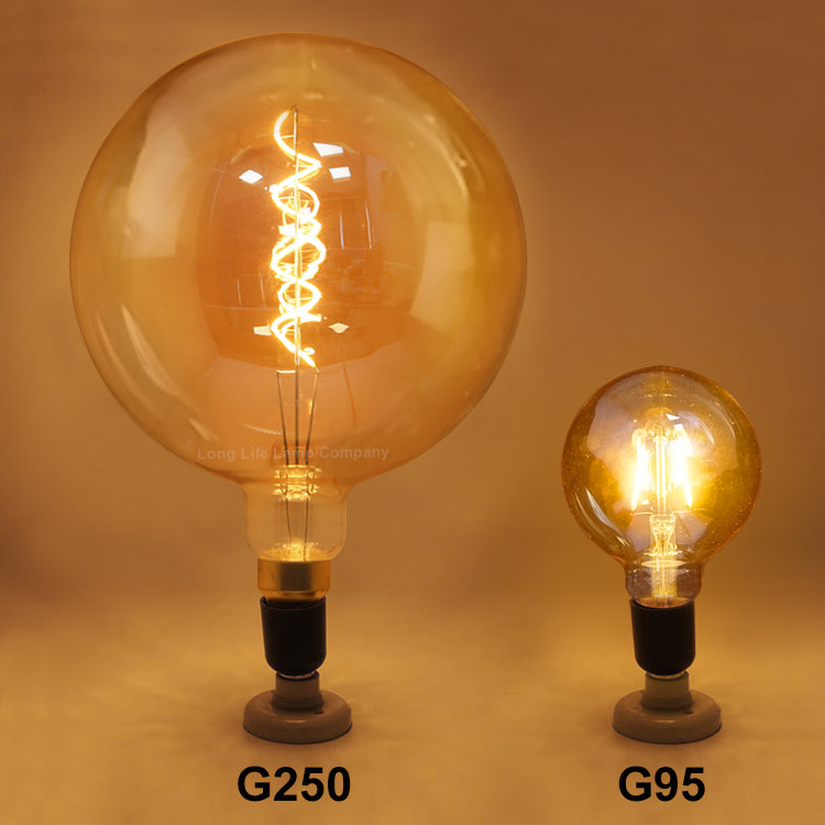 4w Industrial Vintage LED Globe E27 Amber Smoked Glass
